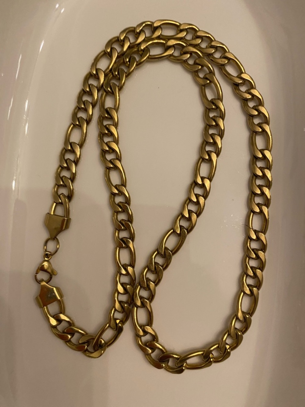 Gold-tone Chain Link Necklace - Classic Figaro Style